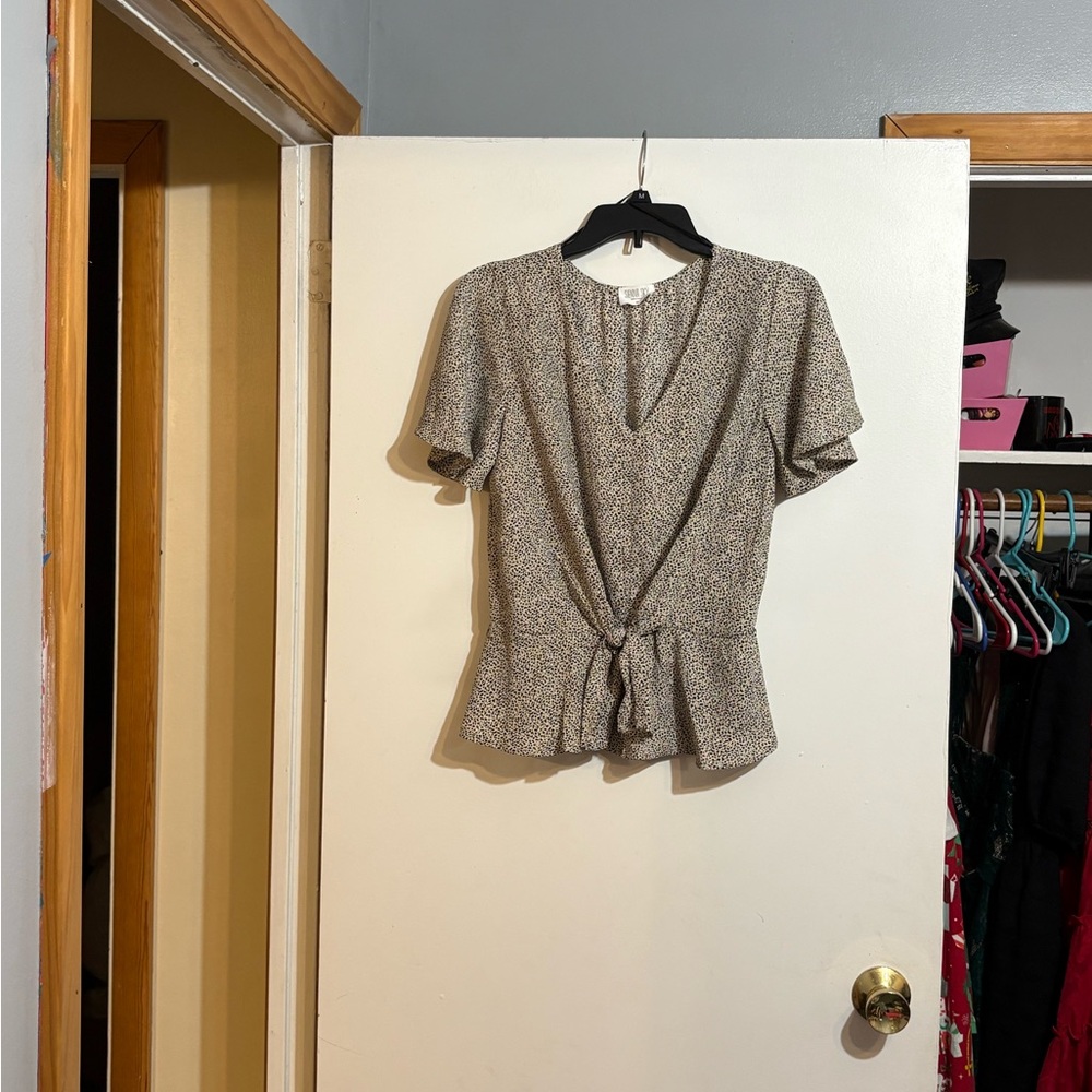 Sienna Sky Beige Short Sleeve Blouse